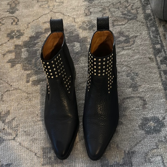 Chloe black gold studded Drew Chelsea boots booties 37.5 - Picture 3 of 8